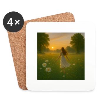 Girl Meadow - Coasters (set of 4) - white - Front
