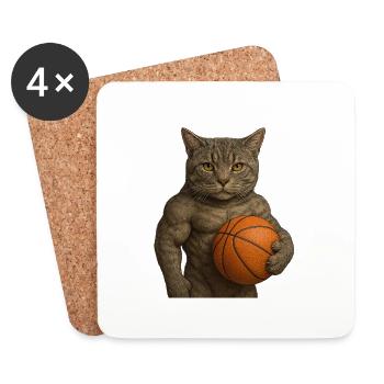 Chat de basket-ball – Sportif, fort et élégant - Dessous de verre (lot de 4) - blanc - Devant