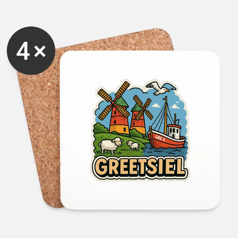 Greetsiel - Untersetzer (4er-Set) - Weiß