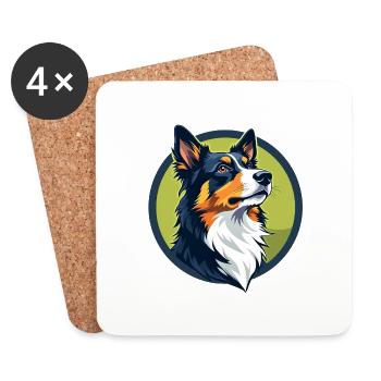 Border Collie - Untersetzer (4er-Set) - Weiß - Vorne