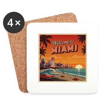 Klassisches Miami Retro Design - Untersetzer (4er-Set) - Weiß - Vorne