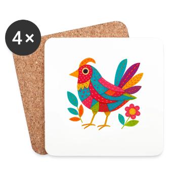 Patchwing – The Fabric Feather Bird - Coasters (set of 4) - white - Front