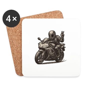 motorrad1 - Untersetzer (4er-Set) - Weiß - Vorne
