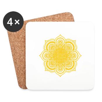 Mandala Gelb Sonne - Untersetzer (4er-Set) - Weiß - Vorne