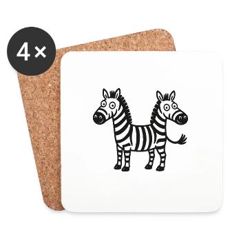 Zebras - Untersetzer (4er-Set) - Weiß - Vorne