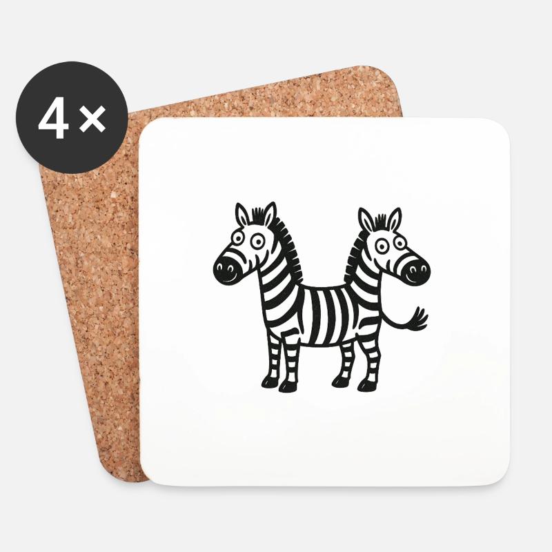 Zebras - Untersetzer (4er-Set) - Weiß
