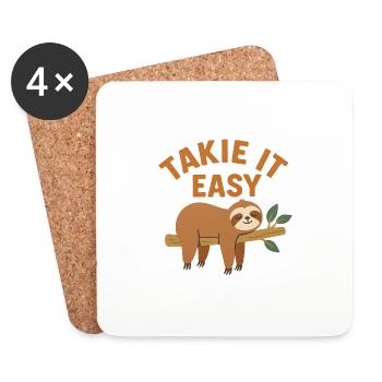 Take It Easy – Relax Like a Sloth - Coasters (set of 4) - white - Front