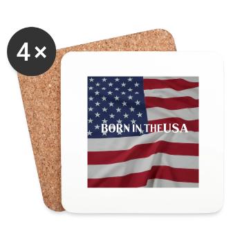 Drapeau américain design patriotique - Dessous de verre (lot de 4) - blanc - Devant