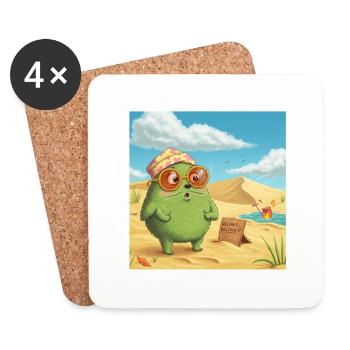 Frosch mit Sonnenbrille auf Strand - Untersetzer (4er-Set) - Weiß - Vorne
