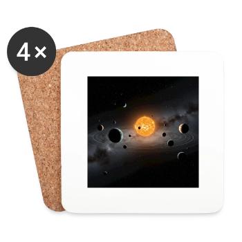 Schwarze Lochmuster Galaxie T-Shirt - Untersetzer (4er-Set) - Weiß - Vorne