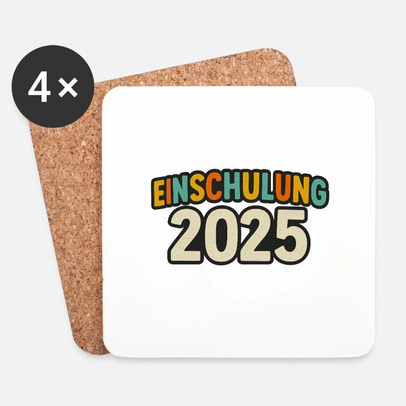 Bunt & Bereit – Einschulung 2025 - Untersetzer (4er-Set) - Weiß