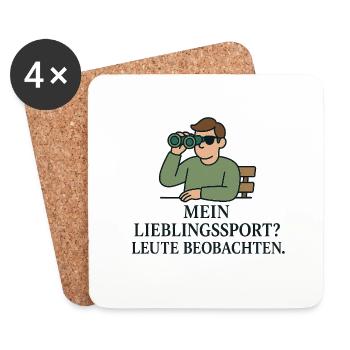 Mein Lieblingssport? Leute beobachten. - Untersetzer (4er-Set) - Weiß - Vorne