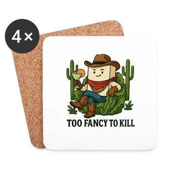 Too Fancy to Kill - Tofu Cowboy - Coasters (set of 4) - white - Front