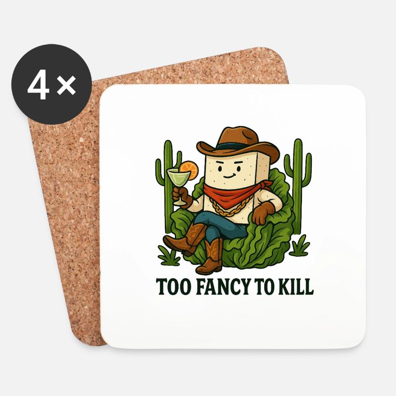 Too Fancy to Kill - Tofu Cowboy - Untersetzer (4er-Set) - Weiß