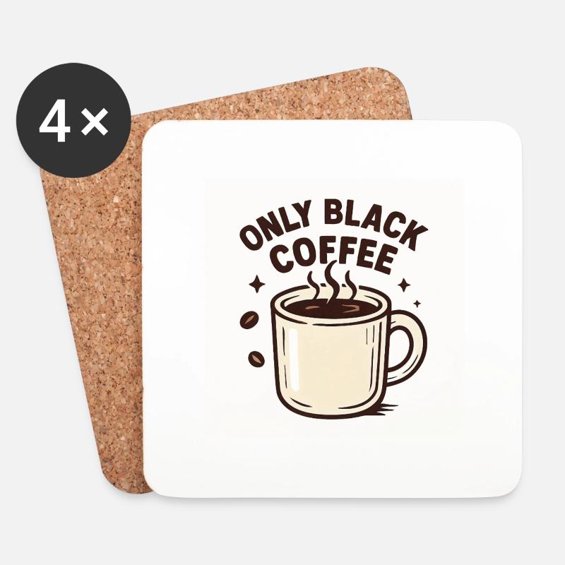 Schwarzer Kaffee - Untersetzer (4er-Set) - Weiß