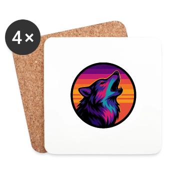 Wolf - Untersetzer (4er-Set) - Weiß - Vorne