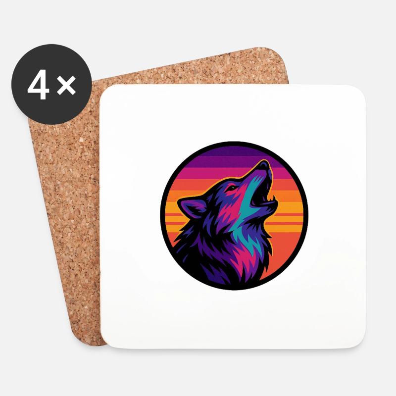Wolf - Untersetzer (4er-Set) - Weiß