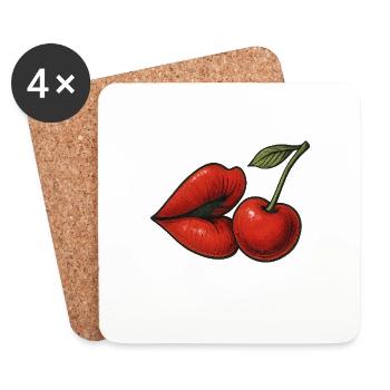 Cherry Kiss - Coasters (set of 4) - white - Front