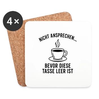 Don’t Speak – Coffee First" Motif de la tasse - Dessous de verre (lot de 4) - blanc - Devant