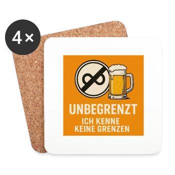 ICH KENNE KEINE GRENZEN Unbegrenzt Bierchen - Untersetzer (4er-Set) - Weiß - Vorne