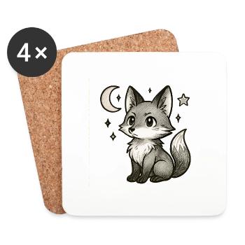 Kleiner Fuchs bei Nacht - Untersetzer (4er-Set) - Weiß - Vorne