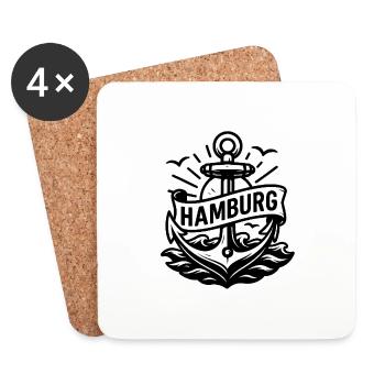 Anchor motif in Hamburg Design - Coasters (set of 4) - white - Front