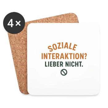 Soziale Interaktion? Lieber nicht – Introvertiert - Untersetzer (4er-Set) - Weiß - Vorne