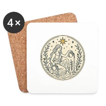 Der Stern – Ameyari Große Arkana Tarotkarte - Untersetzer (4er-Set) - Weiß - Vorne