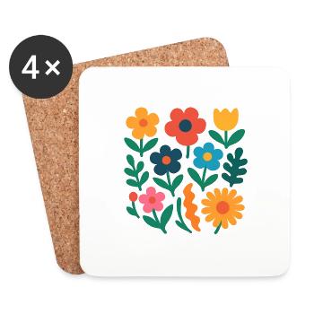 Bloody Vibes - Fleurs Flat Design - Dessous de verre (lot de 4) - blanc - Devant