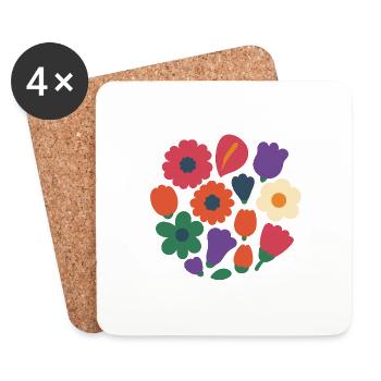 Circle Bloom – Flower Wreath 2025 - Coasters (set of 4) - white - Front