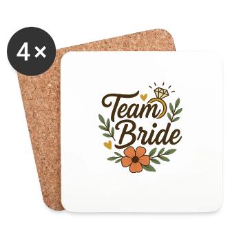 Team Bride – Retro Style für die Mädelscrew - Untersetzer (4er-Set) - Weiß - Vorne