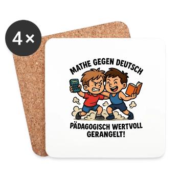 Math Duel allemand Lutte - Dessous de verre (lot de 4) - blanc - Devant