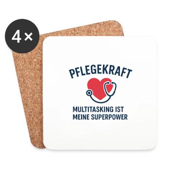 Pflegekraft - Multitasking ist meine Superpower - Untersetzer (4er-Set) - Weiß - Vorne