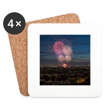 Fireworks over the city at night - Coasters (set of 4) - white - Front