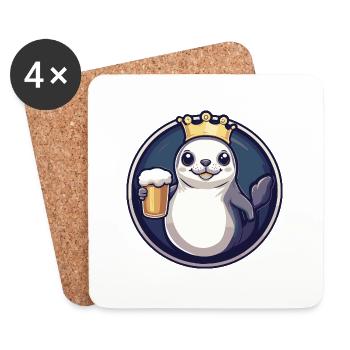 Bière Seal Animal - Dessous de verre (lot de 4) - blanc - Devant
