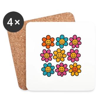 Flower Power – Cozy Retro Flowers - Untersetzer (4er-Set) - Weiß - Vorne