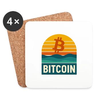 Bitcoin Retro - Untersetzer (4er-Set) - Weiß - Vorne