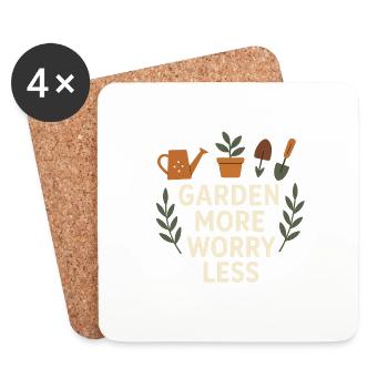 Garden More Worry Less – Urban Gardening - Untersetzer (4er-Set) - Weiß - Vorne