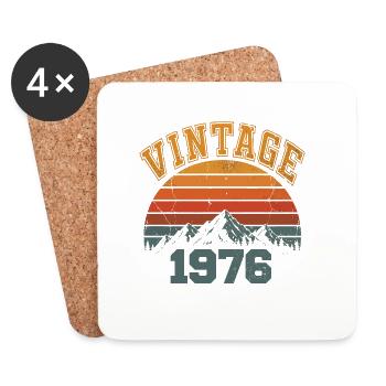 Vintage 1976 Retro Mountain Birthday 1976 - Coasters (set of 4) - white - Front
