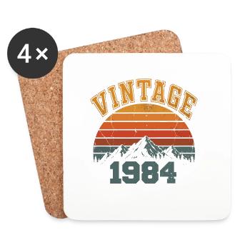 Vintage 1984 Birthday Mountain Retro 1984 - Coasters (set of 4) - white - Front