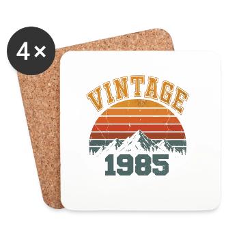 Vintage 1985 Retro Mountain Anniversary 1985 - Coasters (set of 4) - white - Front