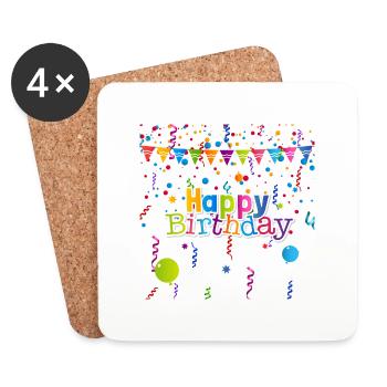 Happy birthday party with confetti - Coasters (set of 4) - white - Front