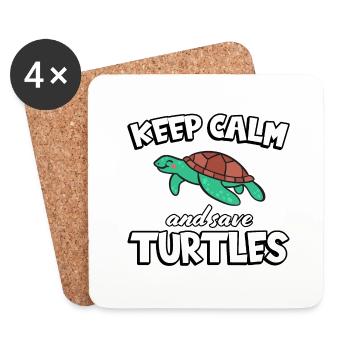 Save turtles cute turtle turtles - Coasters (set of 4) - white - Front