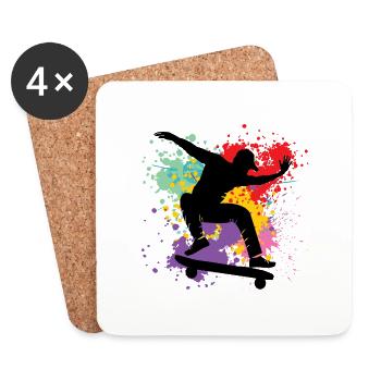 Skateboard Freestyle - Coasters (set of 4) - white - Front