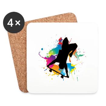 Skateboard Freestyle - Untersetzer (4er-Set) - Weiß - Vorne