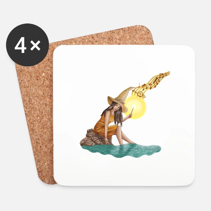 Singende Meerhexe - Untersetzer (4er-Set) - Weiß