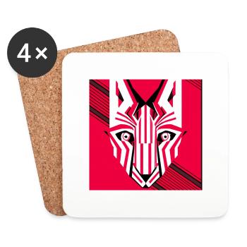 Animal Pop ART RED White v2 - Coasters (set of 4) - white - Front