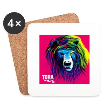 The Bear - Animal Portrait Pop Art Style - Coasters (set of 4) - white - Front