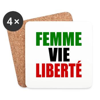Femme vie liberté iran - Dessous de verre (lot de 4) - blanc - Devant