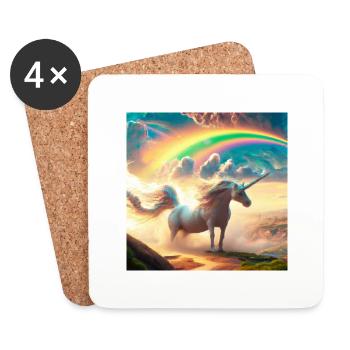 unicorn with a rainbow in a fantasy world - Coasters (set of 4) - white - Front